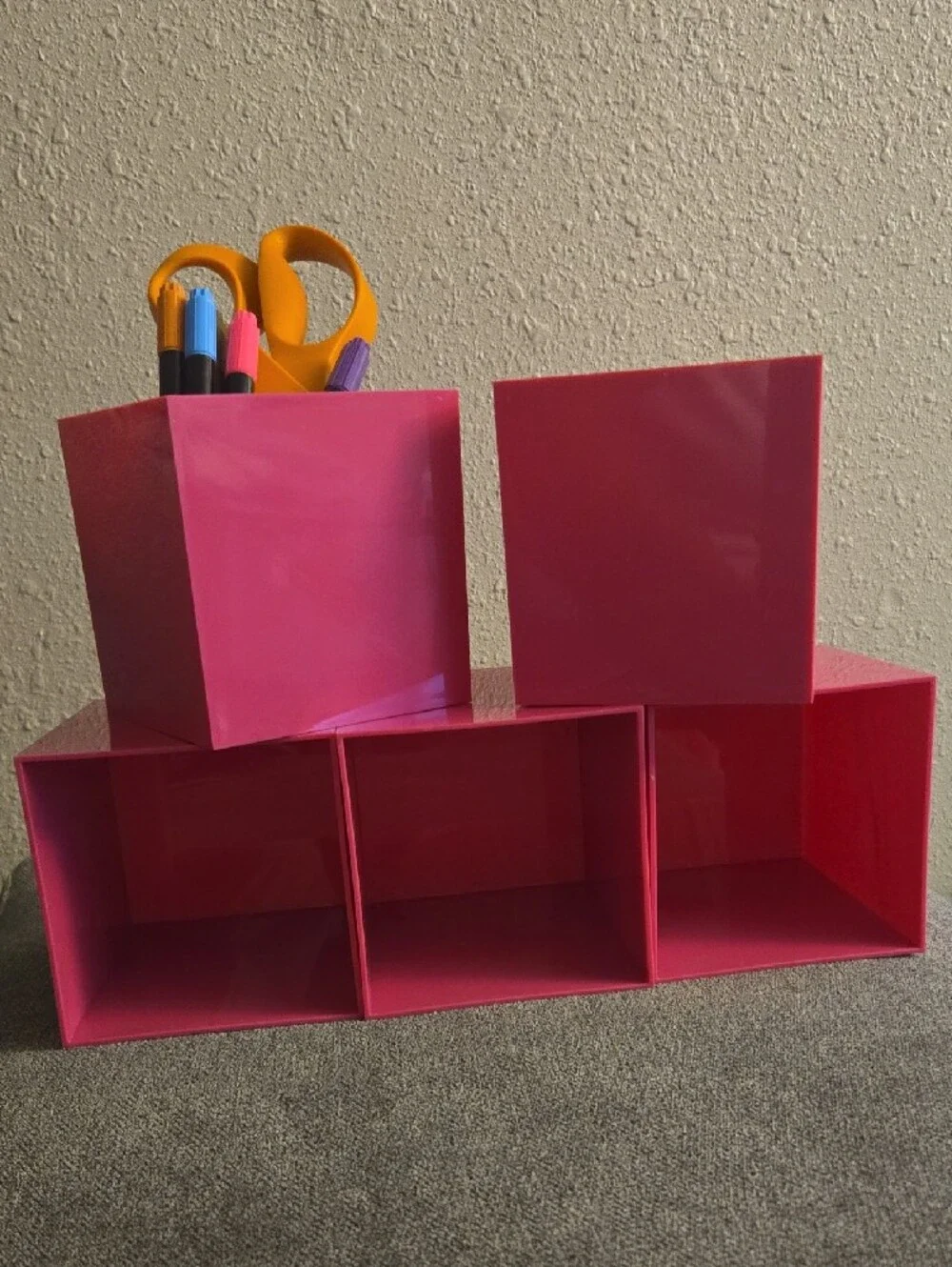 5pcs Hot Pink Cube Storage Set